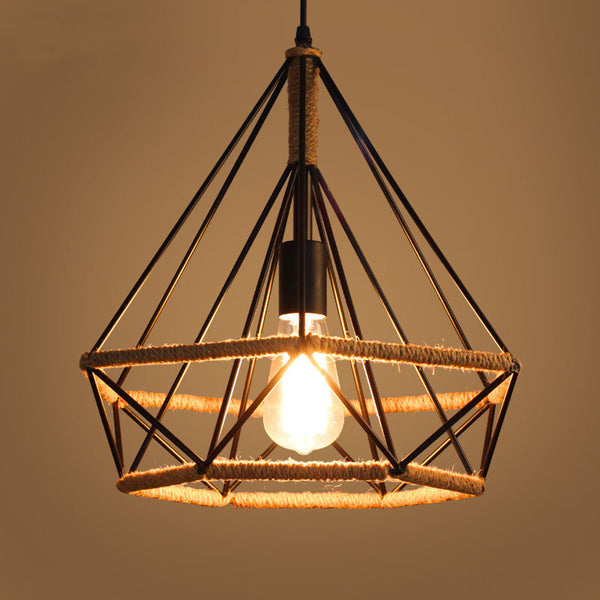 Rustic Twine Lamp Industrial Style Retro Chandelier